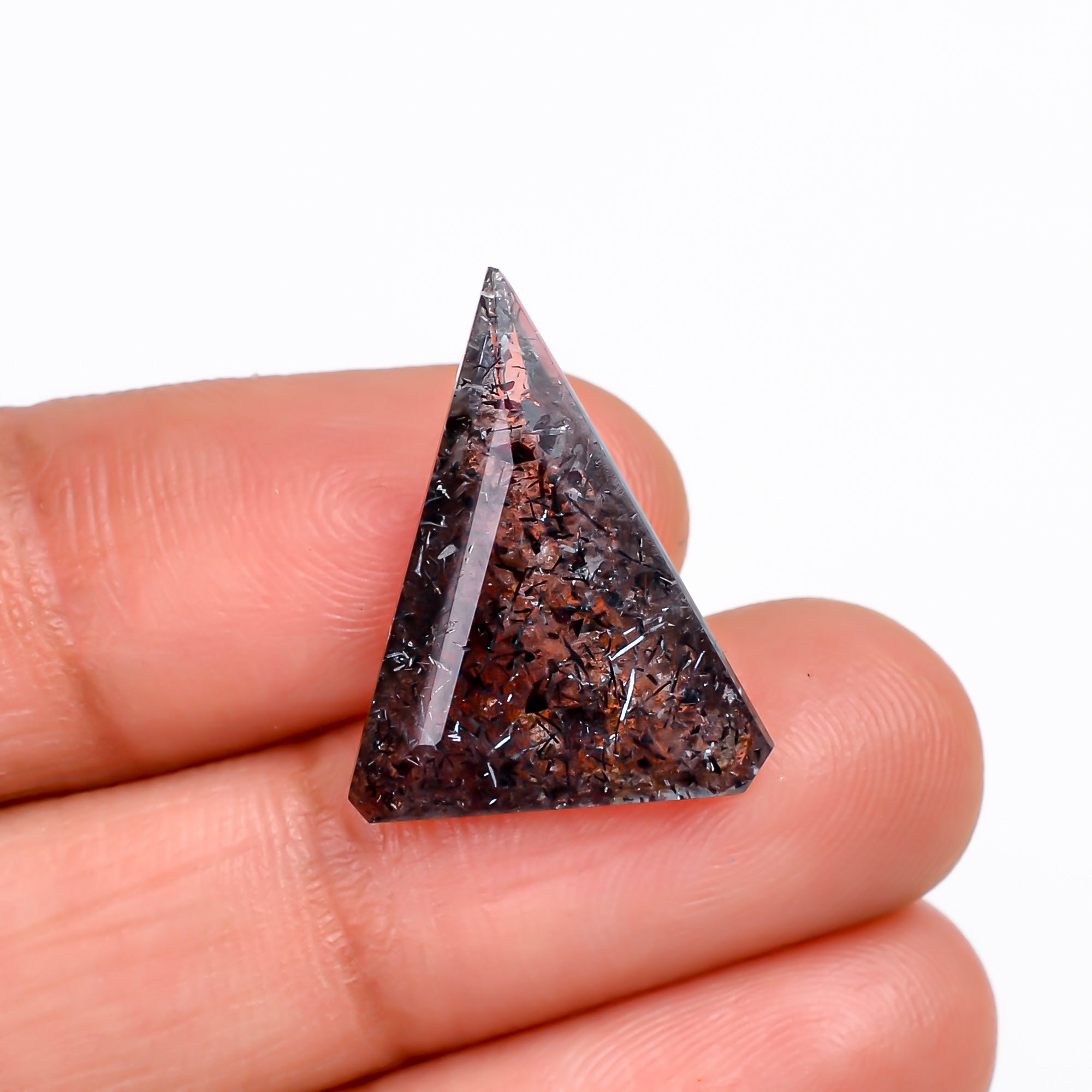 elestial hematite quartz triangle shape cut stone loose gemstone